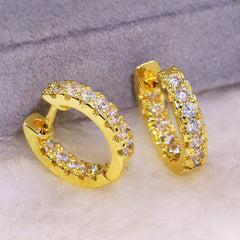 Diamond Earrings Gold Geometric Round Silver Plated Party Jewelry