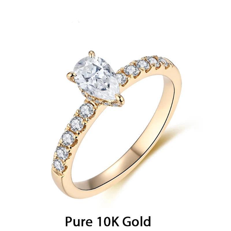 Moissanite rings Promise Jewelry 10k Gold Pear Shape