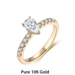 Moissanite rings Promise Jewelry 10k Gold Pear Shape