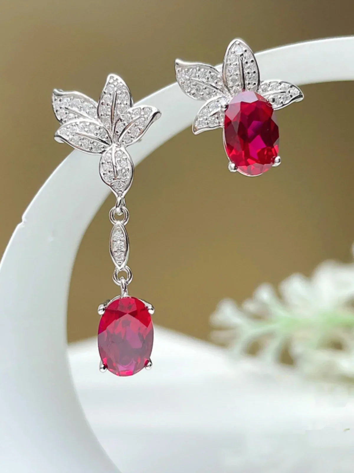 July Birthstone Earrings 925 Silver Style Exquisite Luxurious