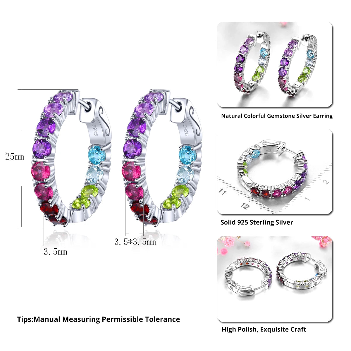 November Birthstone Natural Colorful Silver Earring Classic Jewelry