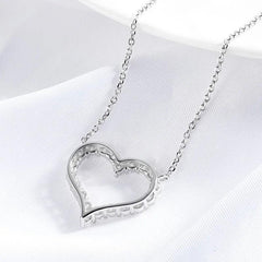 Smyoue Pass Moissanite Heart Necklace S925 Silver Plated Diamonds