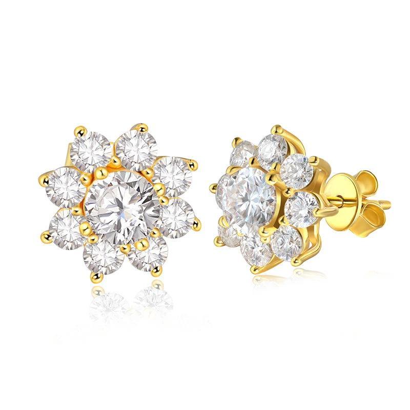 Gold Earrings 925 Sterling Sliver Plated Stud Fine Jewelry