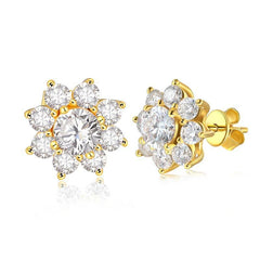 Gold Earrings 925 Sterling Sliver Plated Stud Fine Jewelry