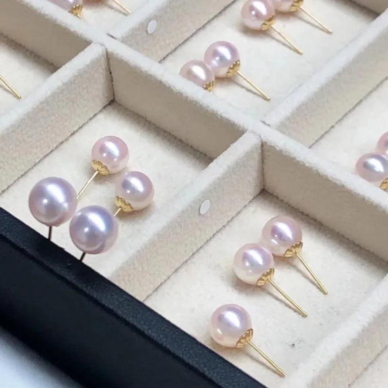 Pearl Earrings 18K Gold Natural Stud Fine Jewelry Delicate