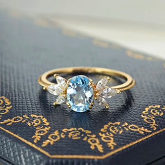 December Birthstone Natural Gemstone Plated Wedding Engagement Ring