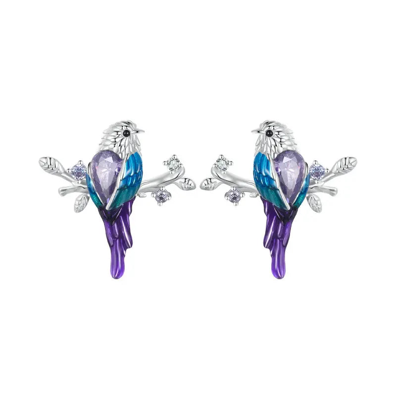 April Birthstone Green Dragonfly Stud Earrings White Gold Plated