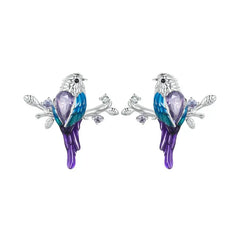 April Birthstone Green Dragonfly Stud Earrings White Gold Plated