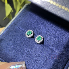 May Birthstone Natural Emerald Stud Earrings Luxury Style