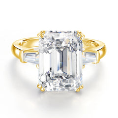 Gold Rings Emerald Cut Big Jewelry For Women Engagement