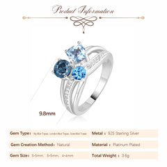 December Birthstone Genuine Natural Swiss Blue Luxury Ring Jewelry