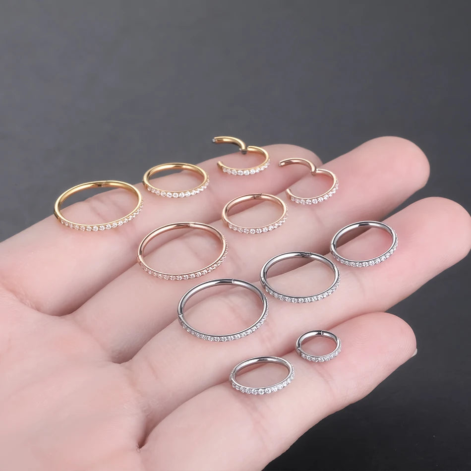 Nose Ring Round Segment Piercing Jewelry 16G Side Facing Pyramid