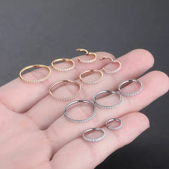 Nose Ring Round Segment Piercing Jewelry 16G Side Facing Pyramid