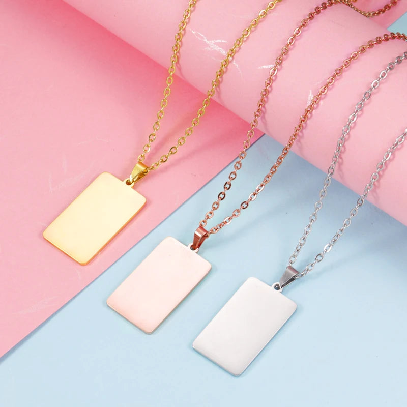 Name Necklace Mirror Polished Strip Pendant Stainless Chain For Logo