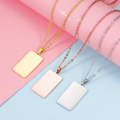 Name Necklace Mirror Polished Strip Pendant Stainless Chain For Logo