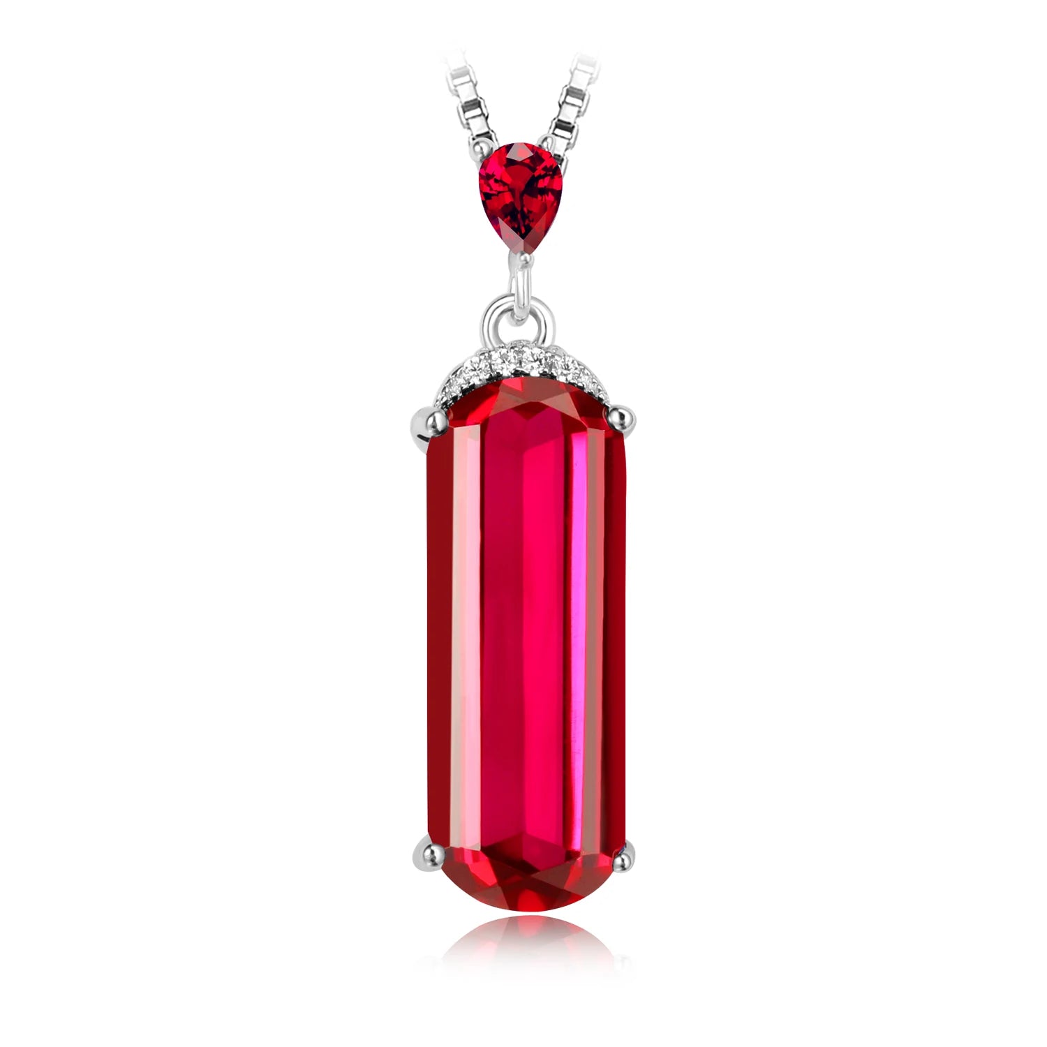 January Birthstone Created Ruby Emerald Pendant Necklace for Women