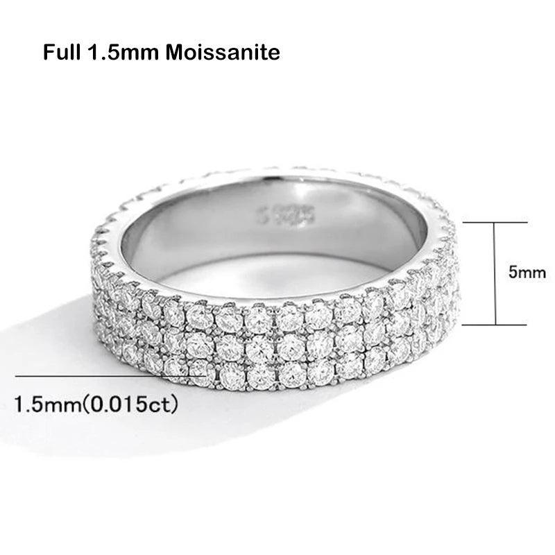 Luxury Full Moissanite Ring S925 Silver Plated 18K Diamond Stackable Rings Eternity