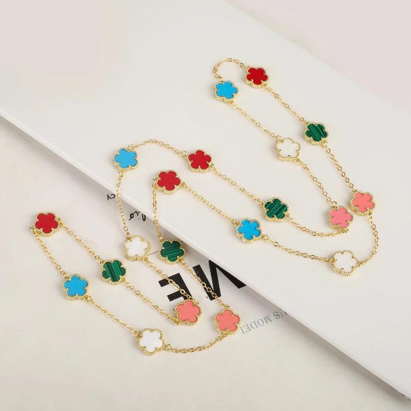 Gold necklace Creative high quality plum blossom five leaf flower