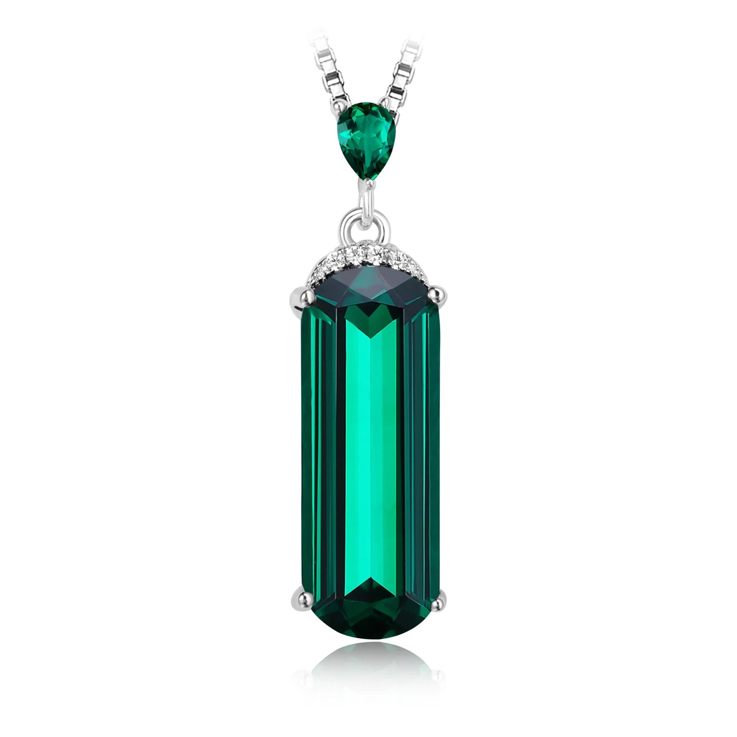 January Birthstone Created Ruby Emerald Pendant Necklace for Women