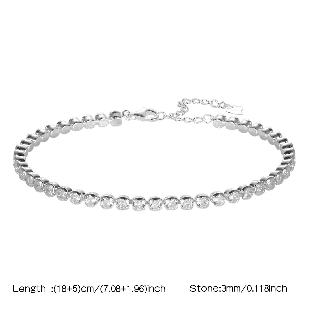 Diamond bracelet 925 Silver Rainbow 2mm Women Fine Jewelry