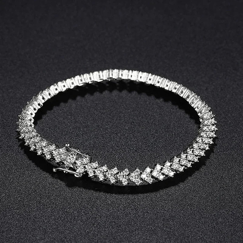 Tennis Bracelet with Solid Diamonds High Quality Gold Plated Jewelry