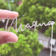 Name Necklace Initial Letters Personalized  with Crystal Pendant