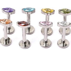 Nose Ring Titanium Internal Piercing CZ Helix Stud Jewelry