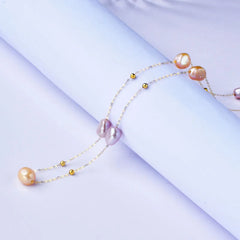 Pearl necklace 18K Gold Jewelry Freshwater AU750 Chain for Women