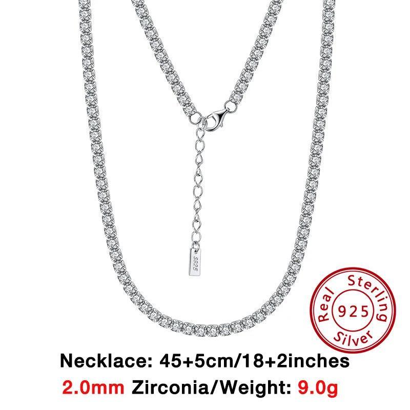 Jewels Solid 925 Sterling Silver Choker Chain Round Tennis Chain Necklace Jewelry 