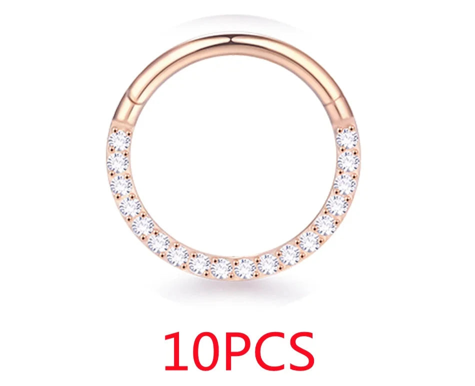 Nose Ring Round Segment Piercing Jewelry 16G Side Facing Pyramid