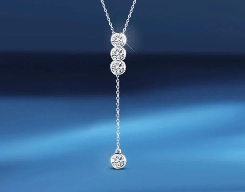 Houtros Moissanite Necklace Classic Sterling Silver 925 Fine Jewelry