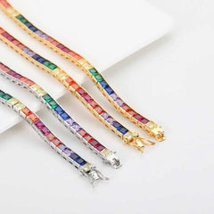 February birthstone Colorful Tennis Necklace Silver Plated Jewelry