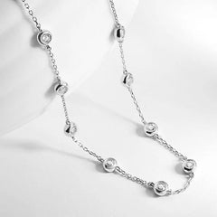 Moissanite Necklace for Women Classic Bubble Clavicular Chain 100% S925 Sterling Silver Jewelry