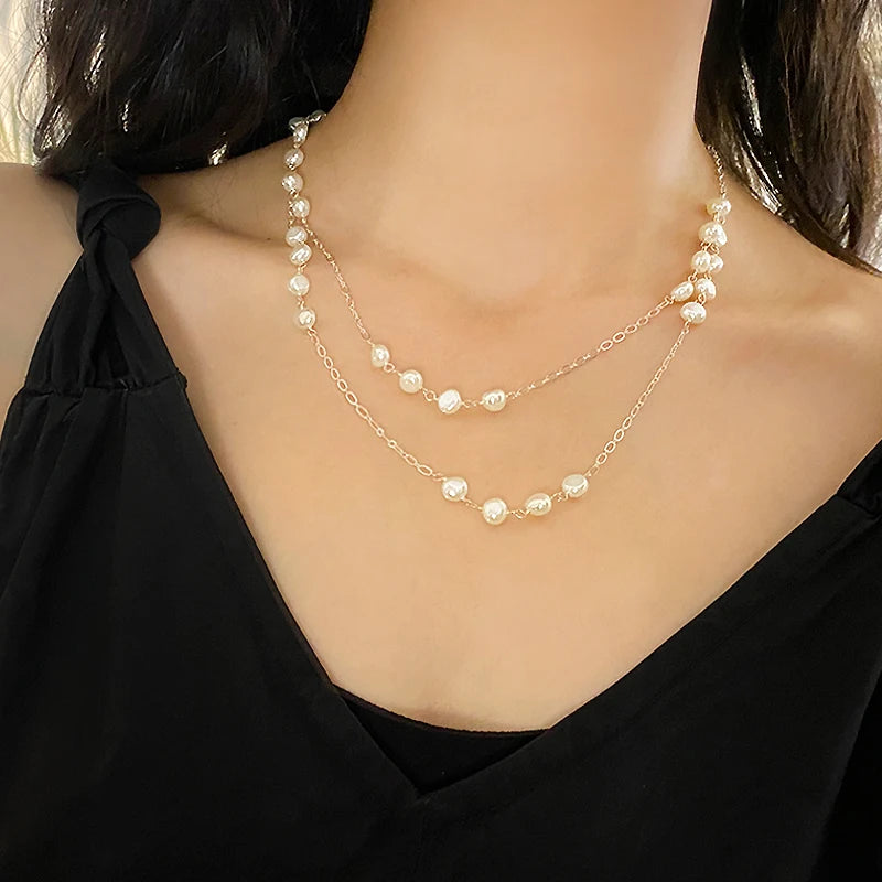 Pearl Necklace Sterling Silver 925 Natural Baroque For Women