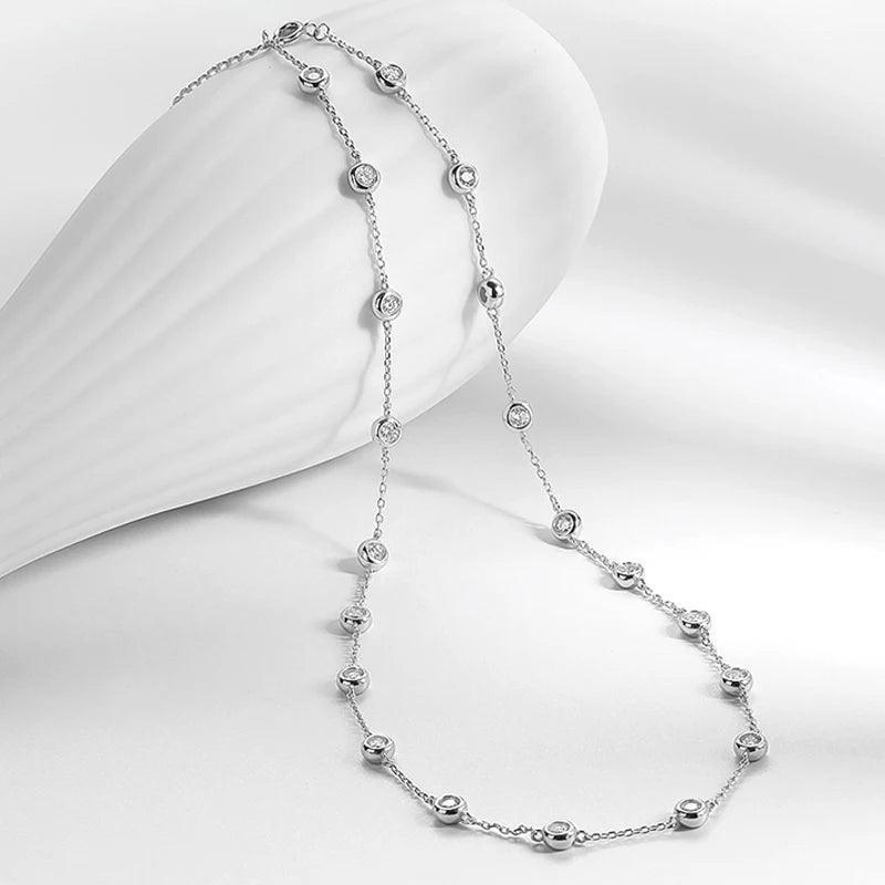 Moissanite Necklace for Women Classic Bubble Clavicular Chain 100% S925 Sterling Silver Jewelry