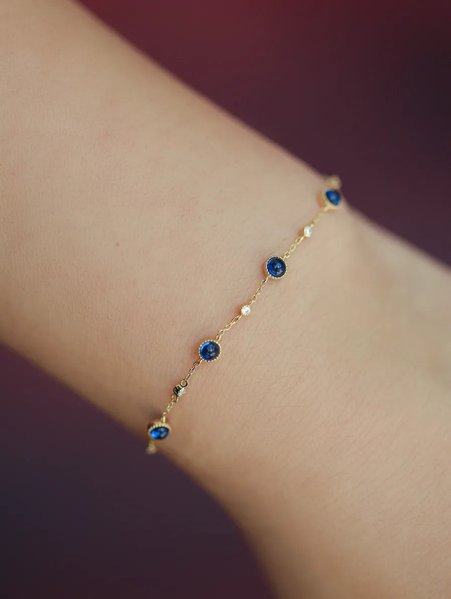 September Birthstone 14K Gold Charm Bracelet Light Luxury Jewelry