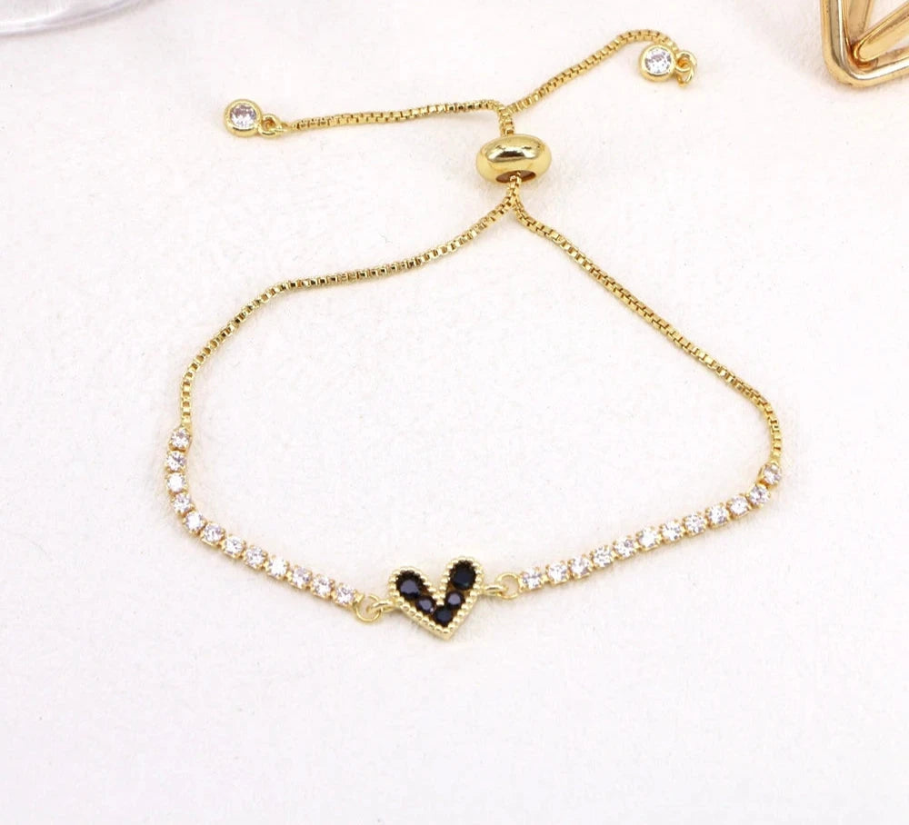 Personalized Heart Bracelet Jewelry 24K Gold Shiny Crystal Plated