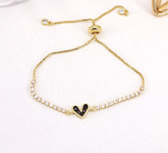 Personalized Heart Bracelet Jewelry 24K Gold Shiny Crystal Plated