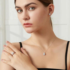 Moissanite Necklace With Pave Link Chain Squre Pendants Luxury Jewellery