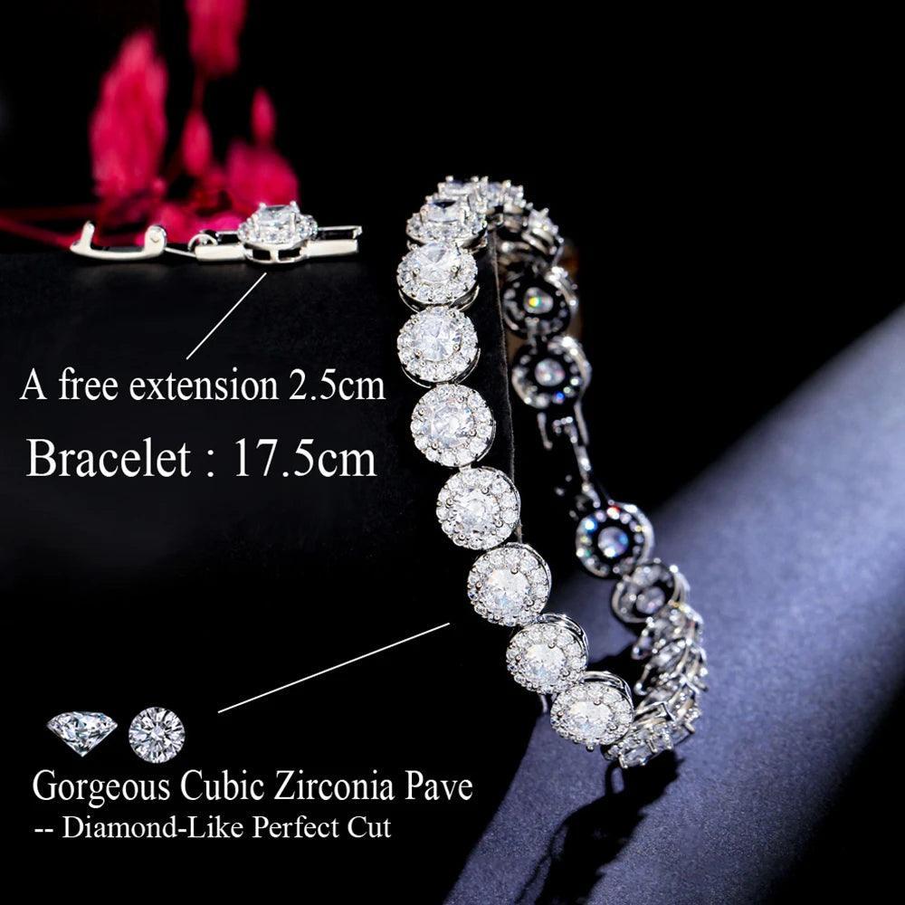 Diamond Bracelet Luxury Round Silver Jewelry Accessories