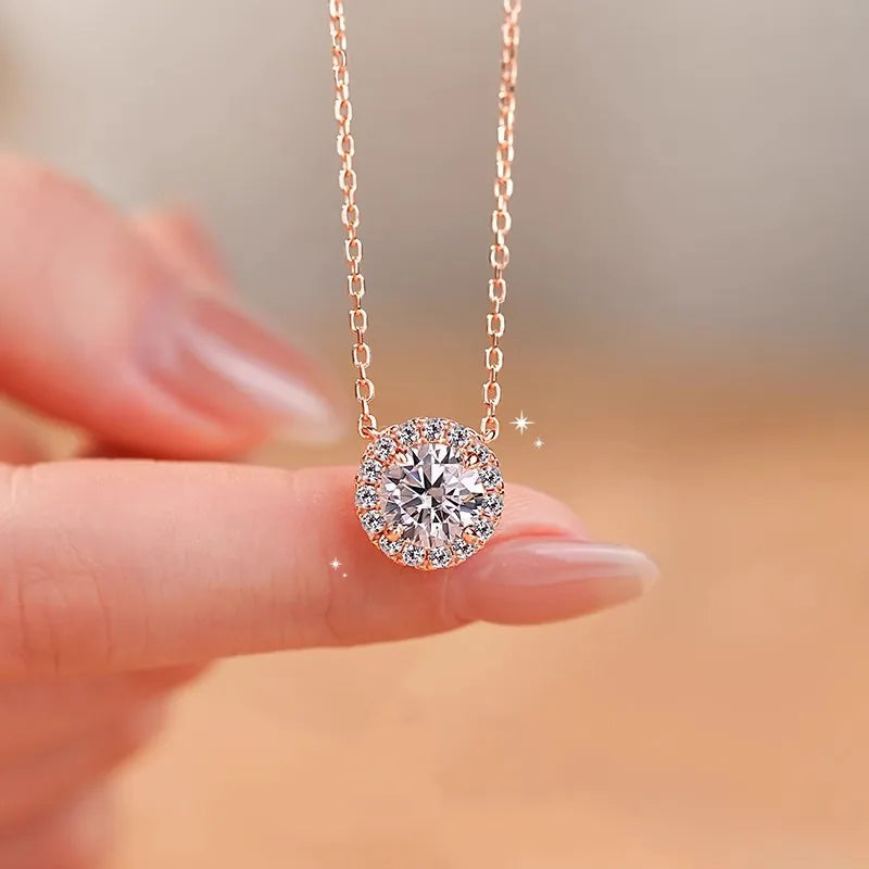 Moissanite Luxury Sparkling Diamond Necklaces Pendant Jewelry