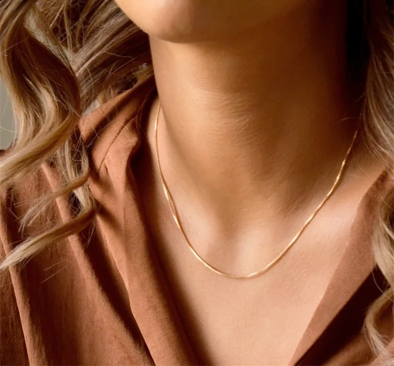 Gold Necklace with Snake Chain Choker Delicate Minimalist Jewelry