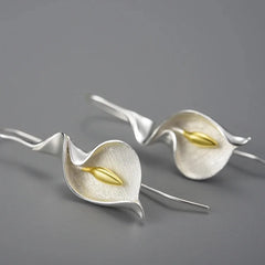 Gold Earrings Calla Flower for Women Luxury High End Jewelry