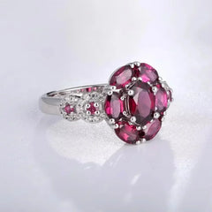 June Birthstone Rings Genuine 925 Silver 3 Carats Gemstone Flower