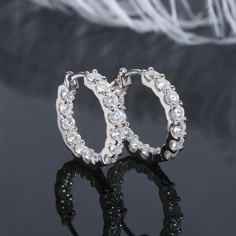 Hoop Earrings Sterling Silver 925 Stud Sparkling Jewelry
