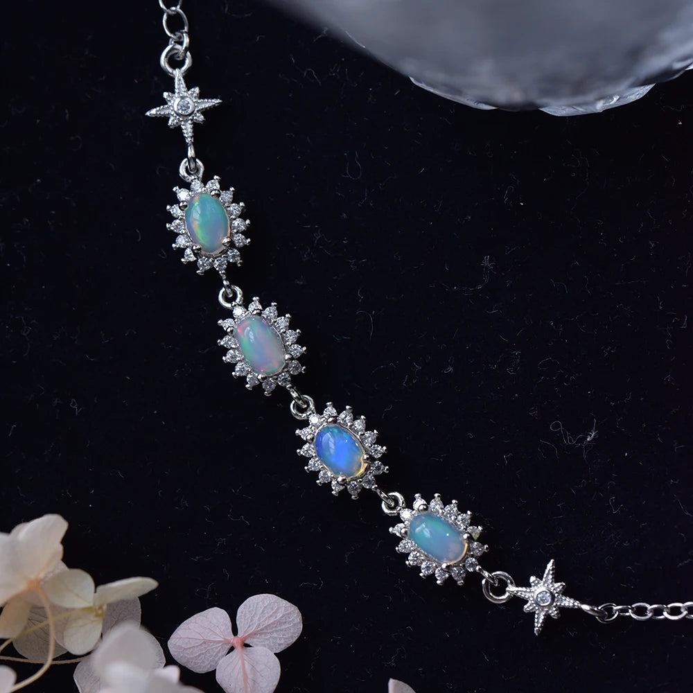 October Birthstone Blue Green Bracelet Lucky Pendant Charm Jewelry