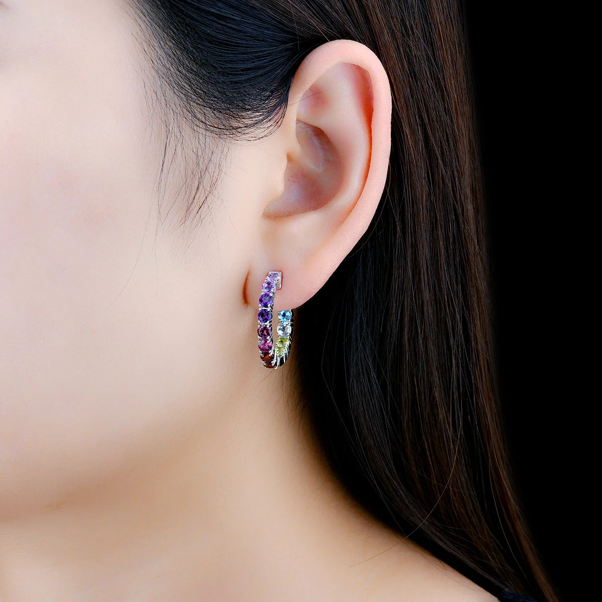 November Birthstone Natural Colorful Silver Earring Classic Jewelry