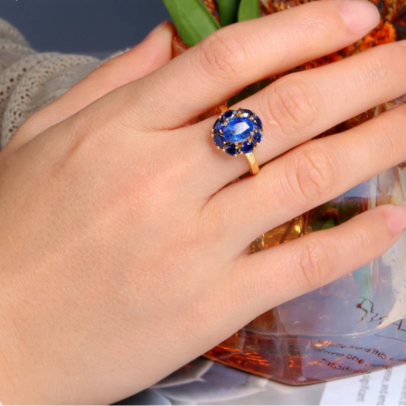 September Birthstone Charming Blue Natural Ring Jewelry