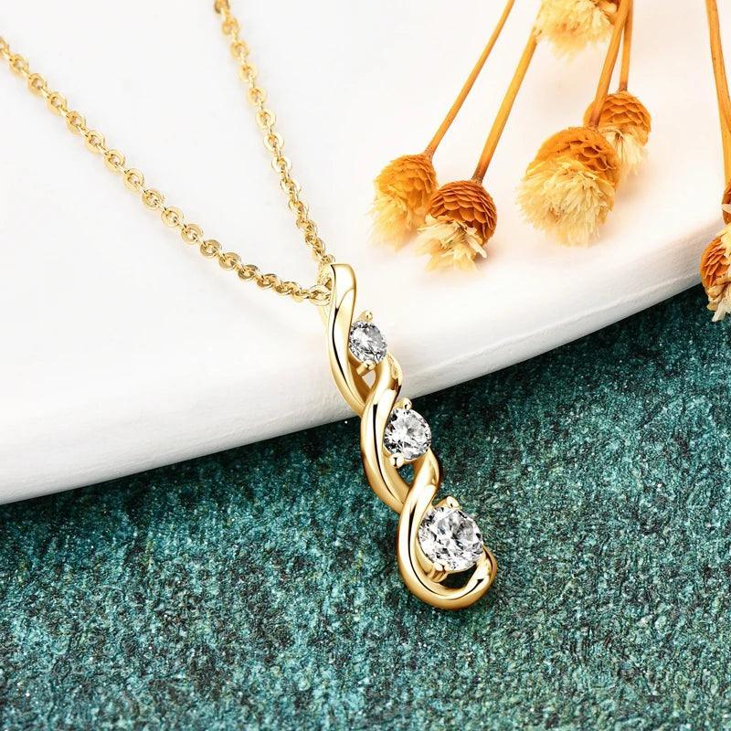 Gold necklace 3 Stone Infinity Pendant D Moissanite Trend Jewelry