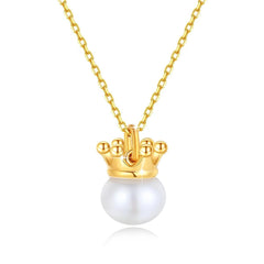 100% 18K Gold Natrual Fresh Water Pearl Necklace With Women Pendant Jewelry